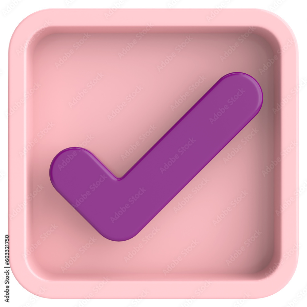 3D checkbox. Check mark. 3D illustration. 3D checkbox. Check mark. 3D illustration.