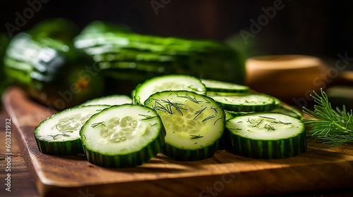 Fresh from the garden: green cucumber plants with drops of morning dew, AI generated