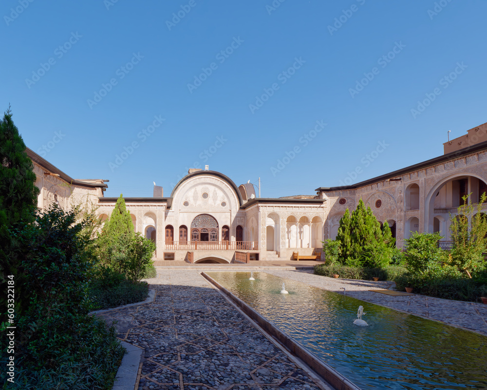 View of the courtyard of the Tabatabaei Historical House in Kashan, Iran