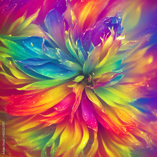 Magic flowers background. AI generated illustration