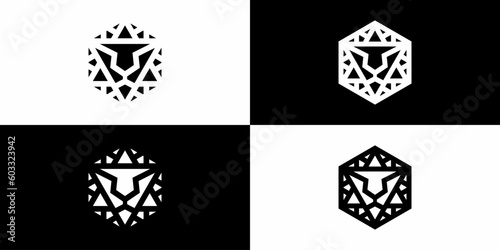 geometric lion face logo designs, icon, symbols. vector EPS10.