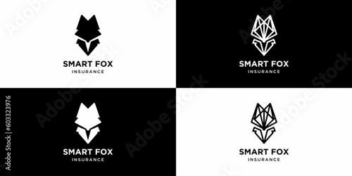 smart fox logo designs, geometric, intelligence, icon. vector EPS 10.