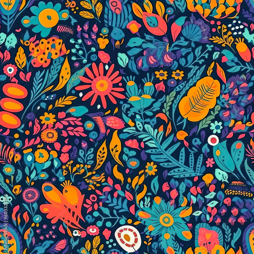 Folk Floral Botanicals Seamless Pattern
AI-Generated