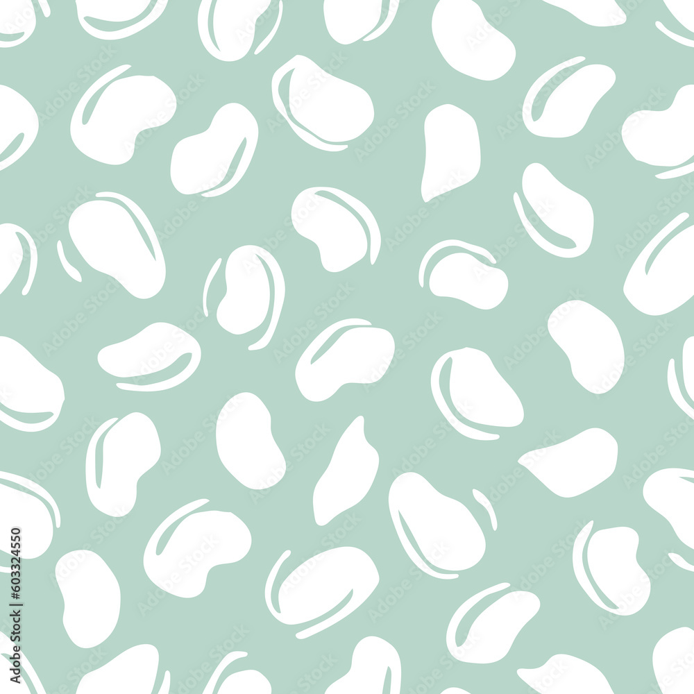 Seamless pattern with hand drawn beans. Stylish monochrome doodles. Modern graphic design.
