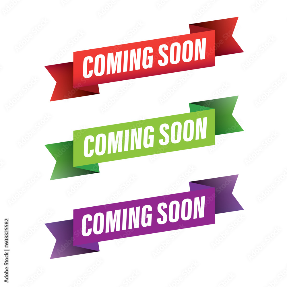 Coming soon ribbon set banner Coming soon ribbon set banner