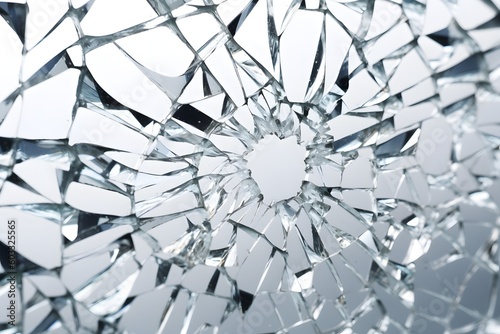close up texture of a broken glass on white, ai tools generated image