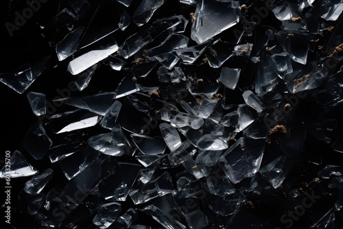 close up texture of a broken glass on black, ai tools generated image