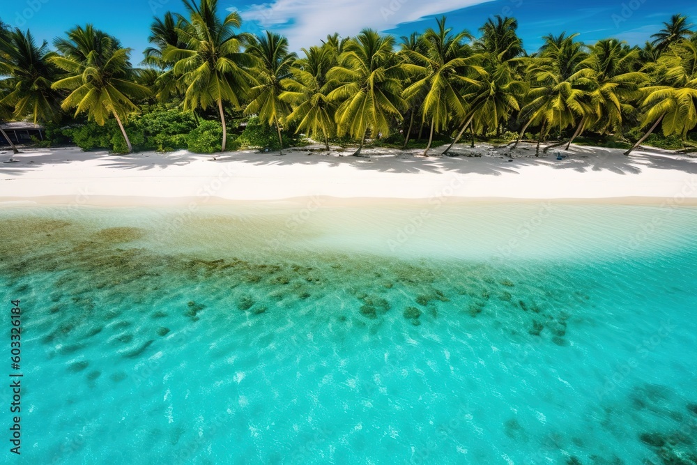 Tropical Beach in the Ocean, Maldives, generative ai beautiful art