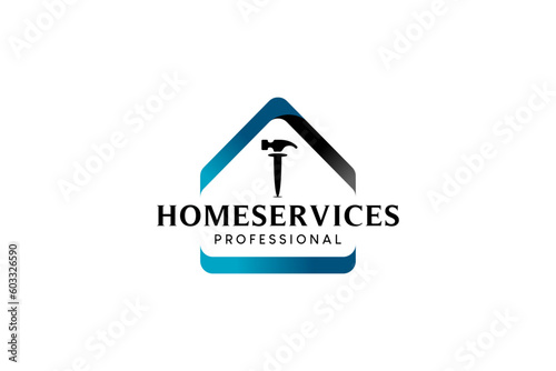Home service vector logo template, home service and repair logo design, house roof © SlametWahono
