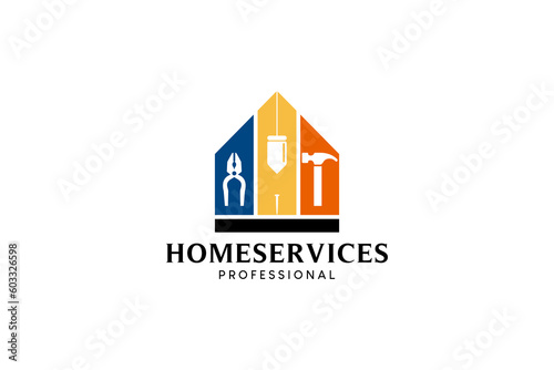Home service vector logo template, modern home service and repair logo design