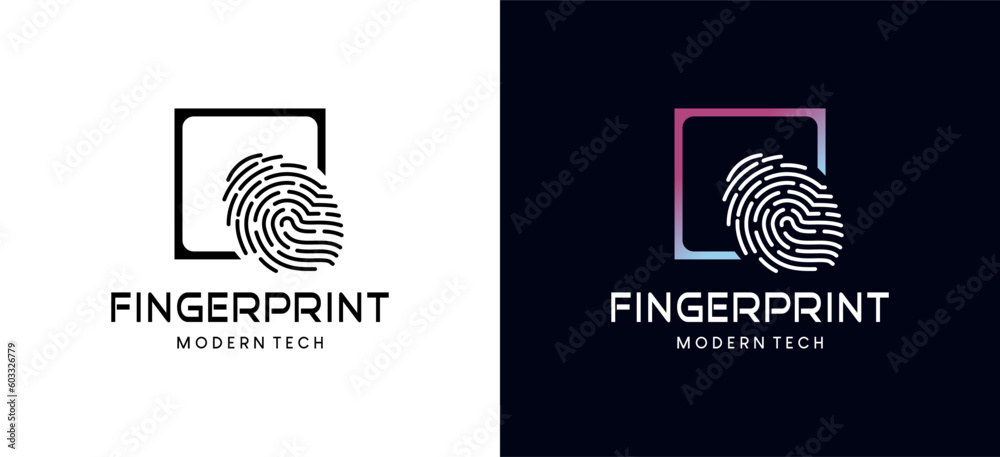 Vector illustration of fingerprint scan box for personal identity ...