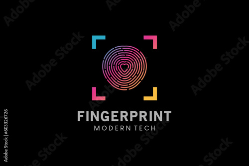 Vector illustration of fingerprint love logo personal identification identification
