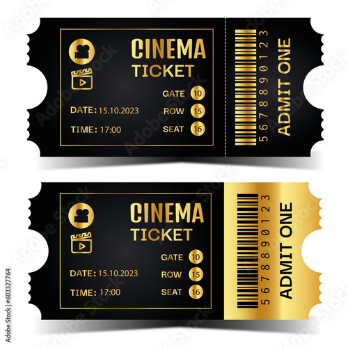 2 Cinema gold tickets for printing 