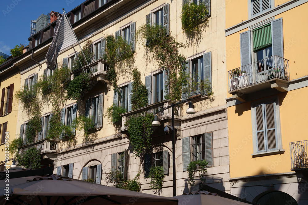 Old buildings of corso Como, Milan, Italy