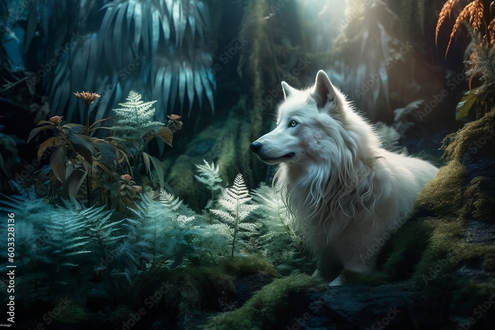 wolf in magic forest