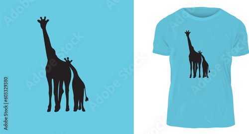 t shirt design concept  illustration of a giraffe family