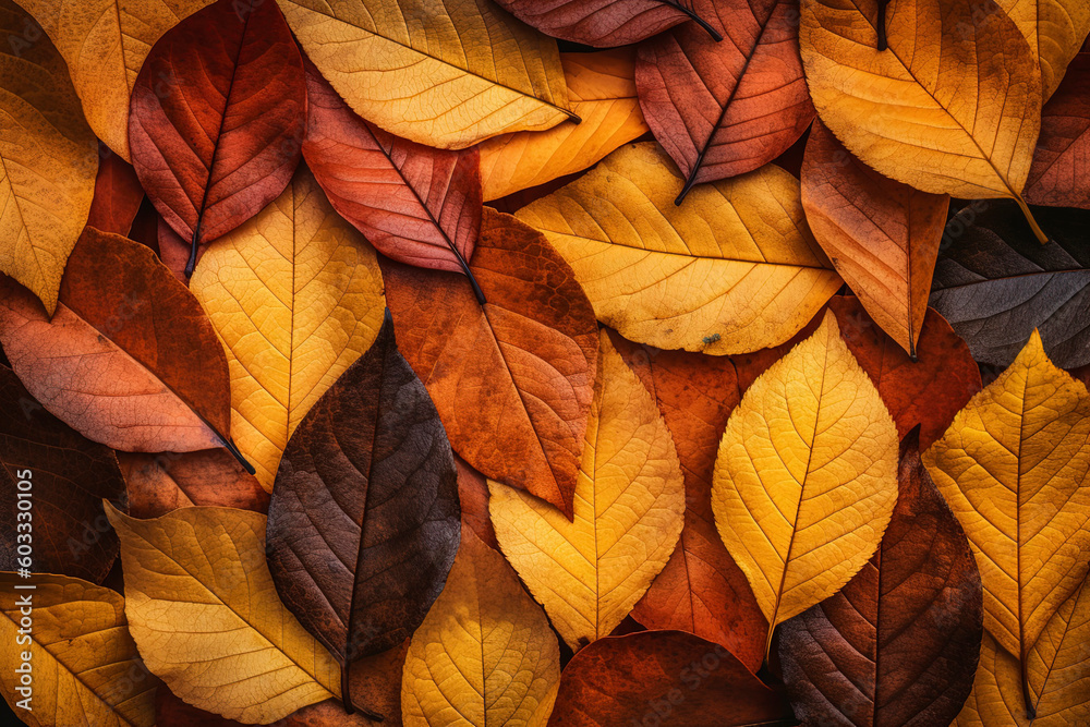 Autumn background filled with colorful tree leaves.