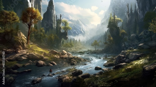 Breathtaking mountain landscape game art