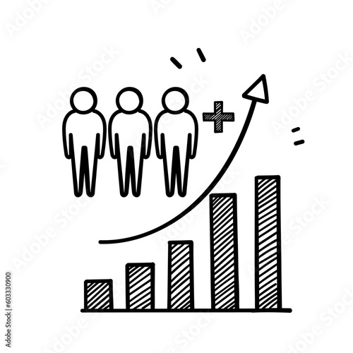 hand drawn doodle population growth icon illustration vector