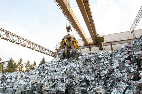 iron recycling overview pressed waste metal image photo