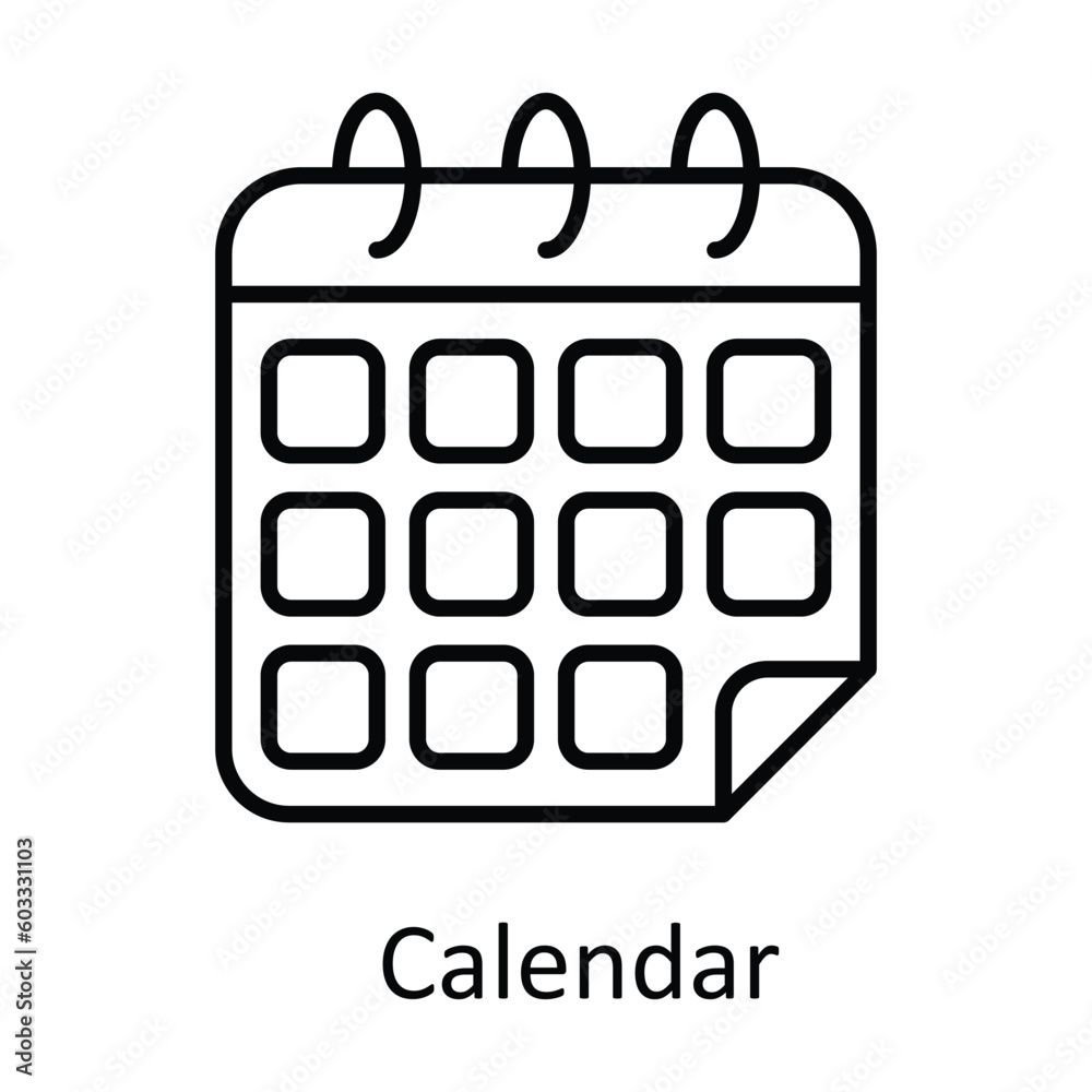 Calendar vector outline Icon Design illustration. Work in progress Symbol on White background EPS 10 File Calendar vector outline Icon Design illustration. Work in progress Symbol on White background EPS 10 File