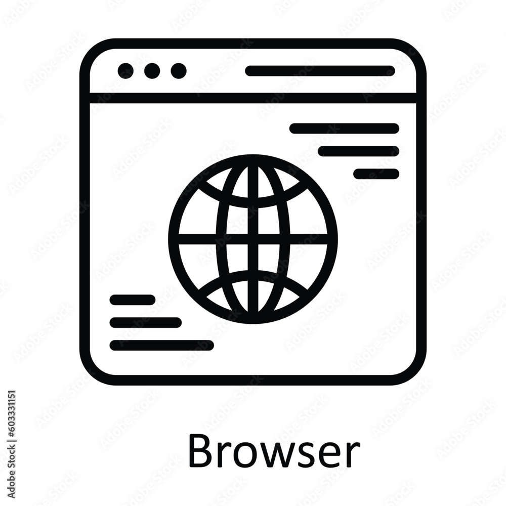 Browser vector outline Icon Design illustration. Work in progress Symbol on White background EPS 10 File Browser vector outline Icon Design illustration. Work in progress Symbol on White background EPS 10 File