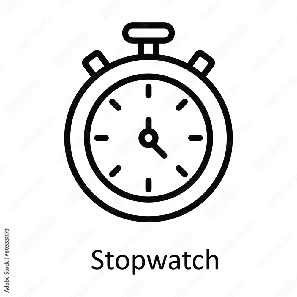 Stopwatch vector outline Icon Design illustration. Work in progress Symbol on White background EPS 10 File Stopwatch vector outline Icon Design illustration. Work in progress Symbol on White background EPS 10 File