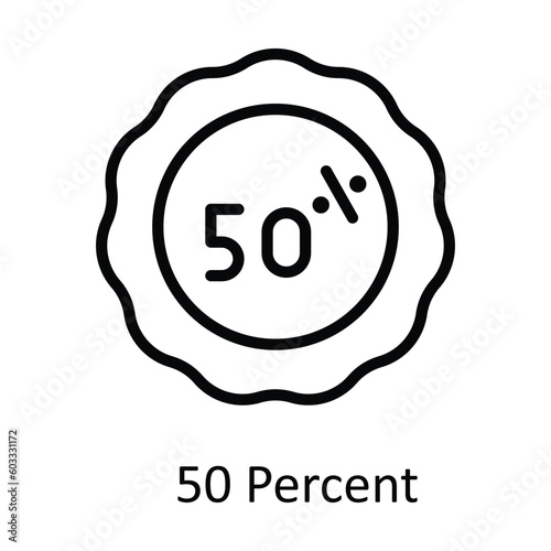 50 Percent  vector   outline Icon Design illustration. Work in progress Symbol on White background EPS 10 File