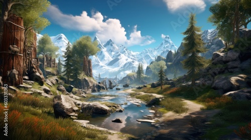 Breathtaking mountain landscape game art