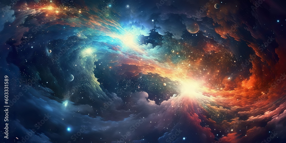 Magic color galaxy. Infinite universe and starry night. Generat