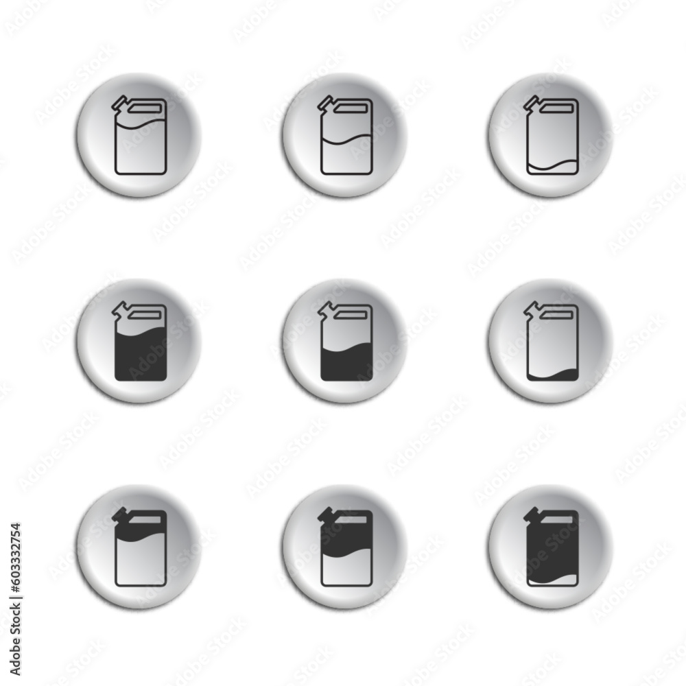 Car fuel canister icon set. Vector illustration.