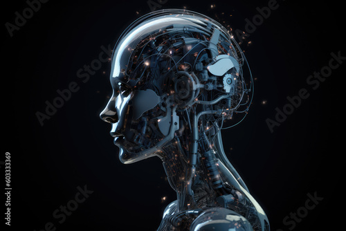 Artificial intelligence concept, ai personality, computer mind, cybernetic brain 