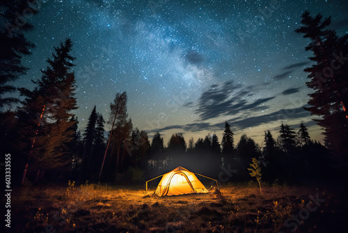 camping in the night generative ai