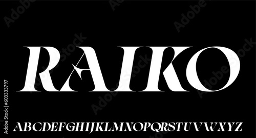 RAIKO luxury modern font alphabetical vector set	

