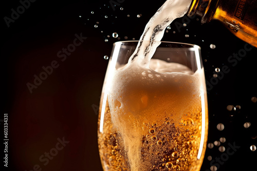 Wallpaper Mural Close - up image of a beer being poured into a glass, capturing the formation of the frothy head and the bubbles rising. Torontodigital.ca