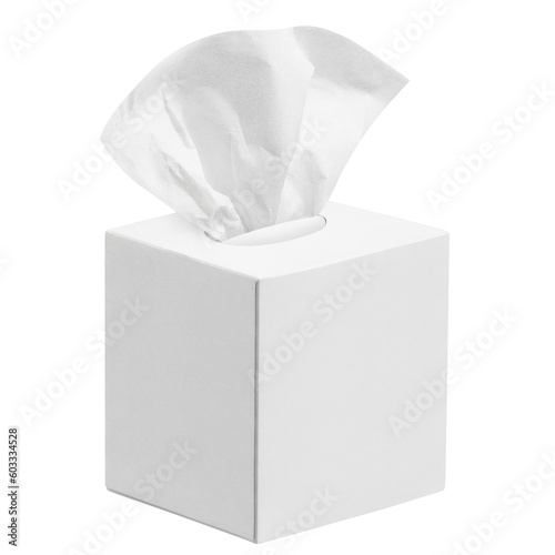 White paper tissue box, cut out