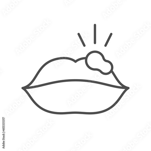 Oral herpes line outline icon