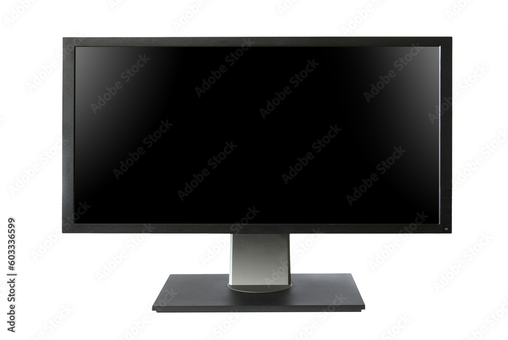 Wide monitor with black empty screen in PNG isolated on transparent background Wide monitor with black empty screen in PNG isolated on transparent background