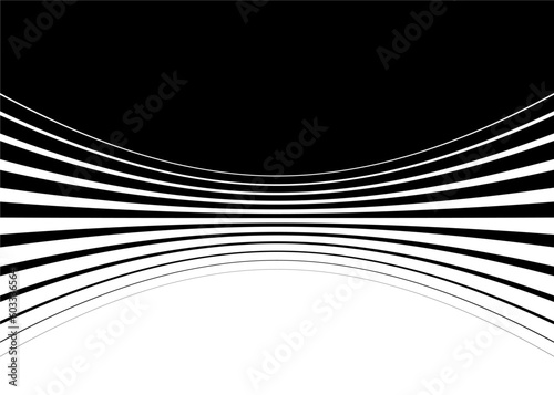 Smooth transition from black to white curved lines. Striped pattern. Design element. Trendy vector background.