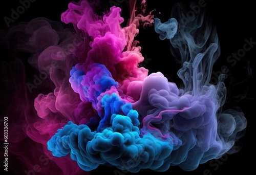 Color smoke. Paint splash. Ink water mix. .Fantasy illustration. Ai generative.