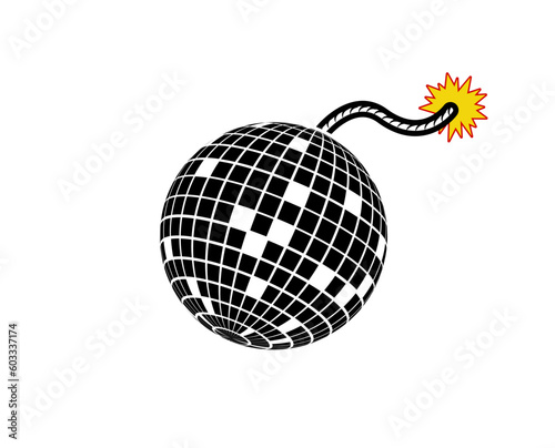 Disco ball Bomb Vector icon Disco ball Vector icon Disco ball Vector icon. Party. Dj. Night Club. Mirror glitter disco ball.