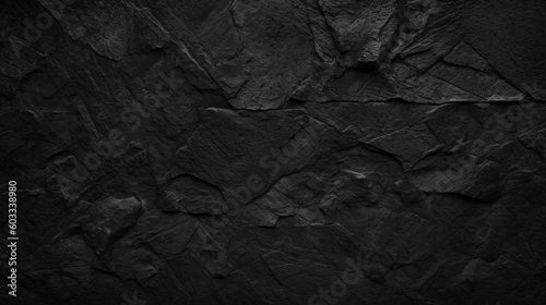 Dark Black Slate Texture Background Banner. AI generative.