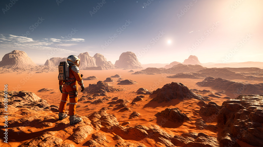 A space astronaut exploring planet Mars, Generative AI