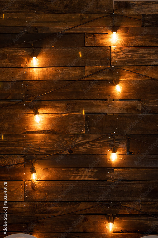 Edison Lighs on a Wooden Backdrop Edison Lighs on a Wooden Backdrop