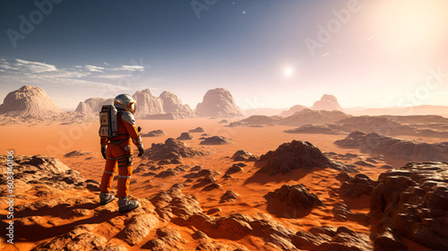 A space astronaut exploring planet Mars, Generative AI © AltPix