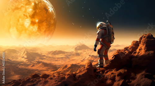 A space astronaut exploring planet Mars, Generative AI