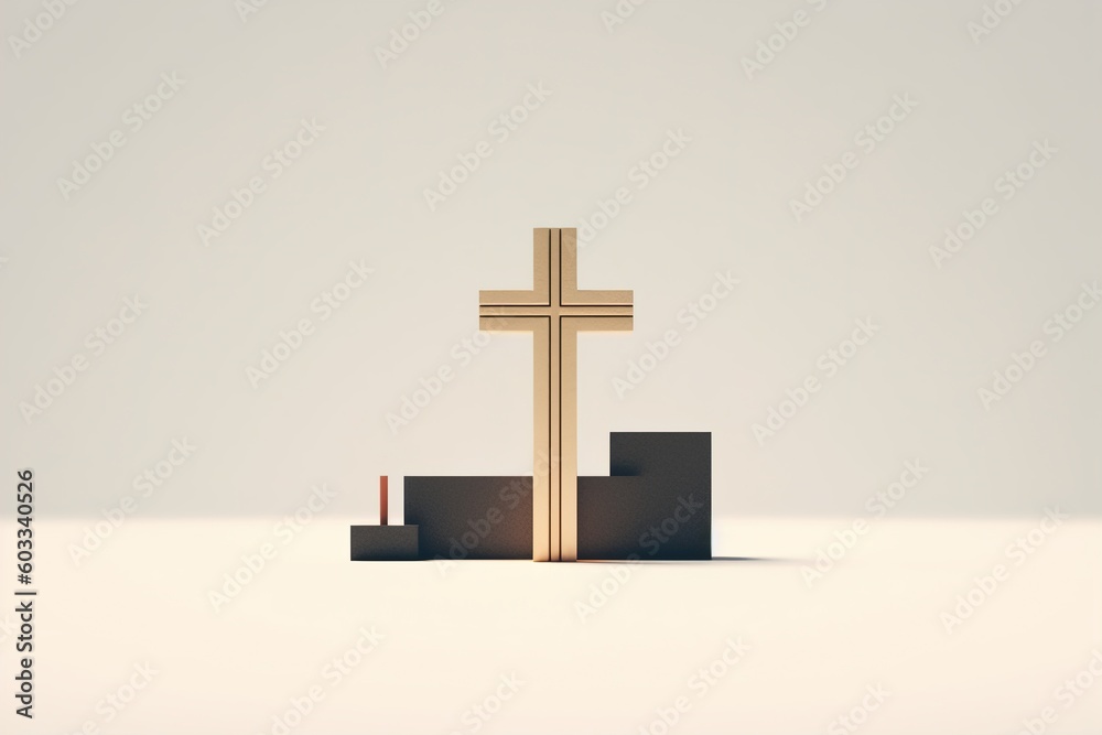Naklejka premium minimalist cross design on simple background 