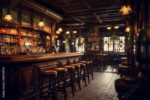 the interior of an Irish pub, created by a neural network, Generative AI technology