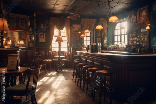 the interior of an Irish pub photo