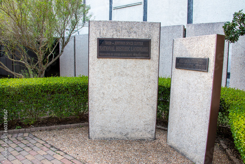 Fototapeta Naklejka Na Ścianę i Meble -  Houston USA 4th Feb 2023: the national historic lanmark stone tablet for apollo mission control centre in Space Center Houston, a leading science and space exploration learning center. 